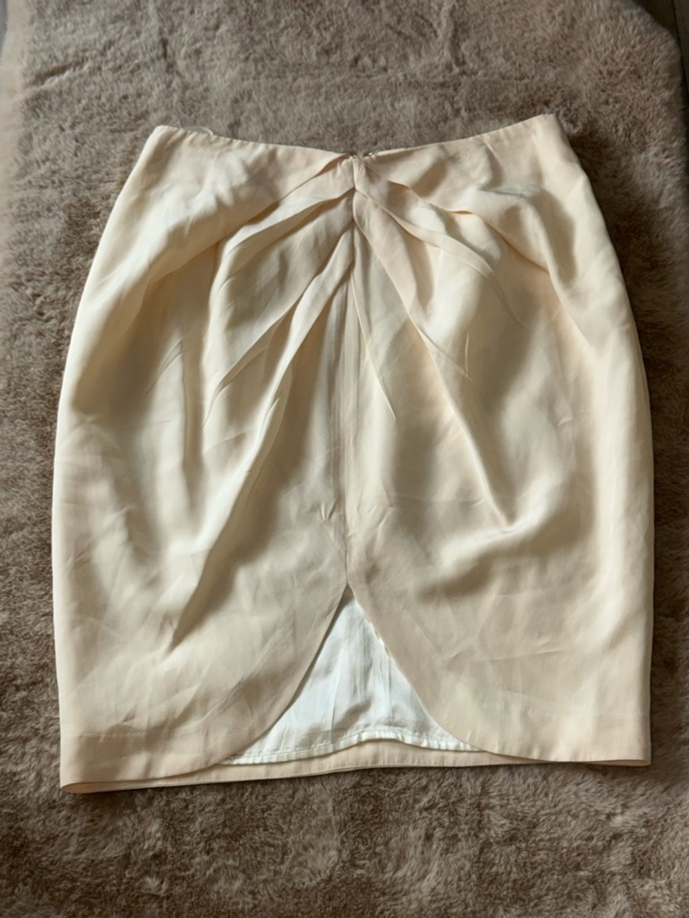 Magali Collection 100% Silk Draped Pencil Skirt Ivory Size 10